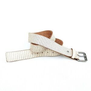 AEROPOSTALE Perforated White & Tan Leather Belt, Size Medium